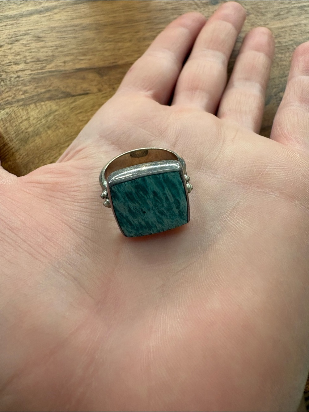 Chipita Sterling Silver Amazonite Square Ring - Turquoise - Size 7.5 - Picture 7 of 14
